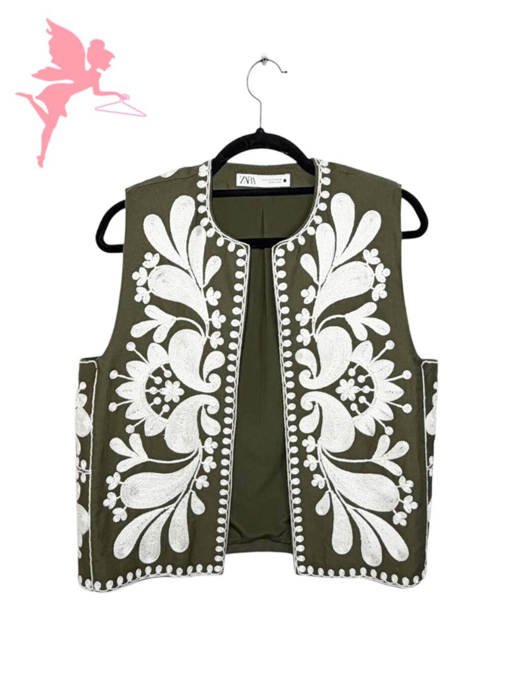 ZARA Contrast Embroidered Vest - Picture 2 of 7